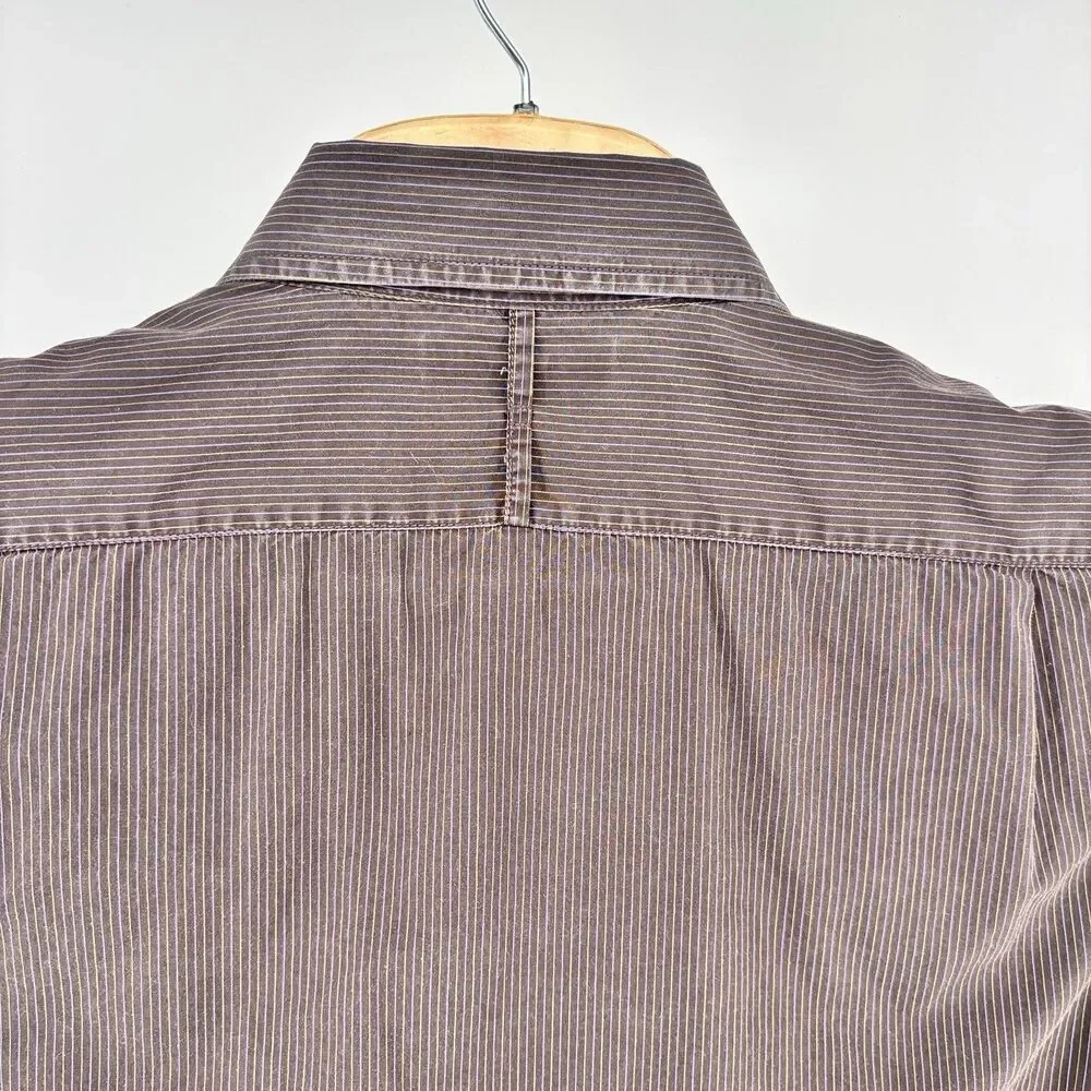 Banana Republic Men's S Brown Pinstripe Embroidered Cotton Shirt